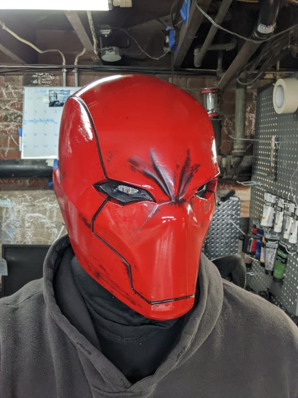 Red Vigilante Helmet - Wearable Costume Cowl Mask Helm By Prop Money Inc.