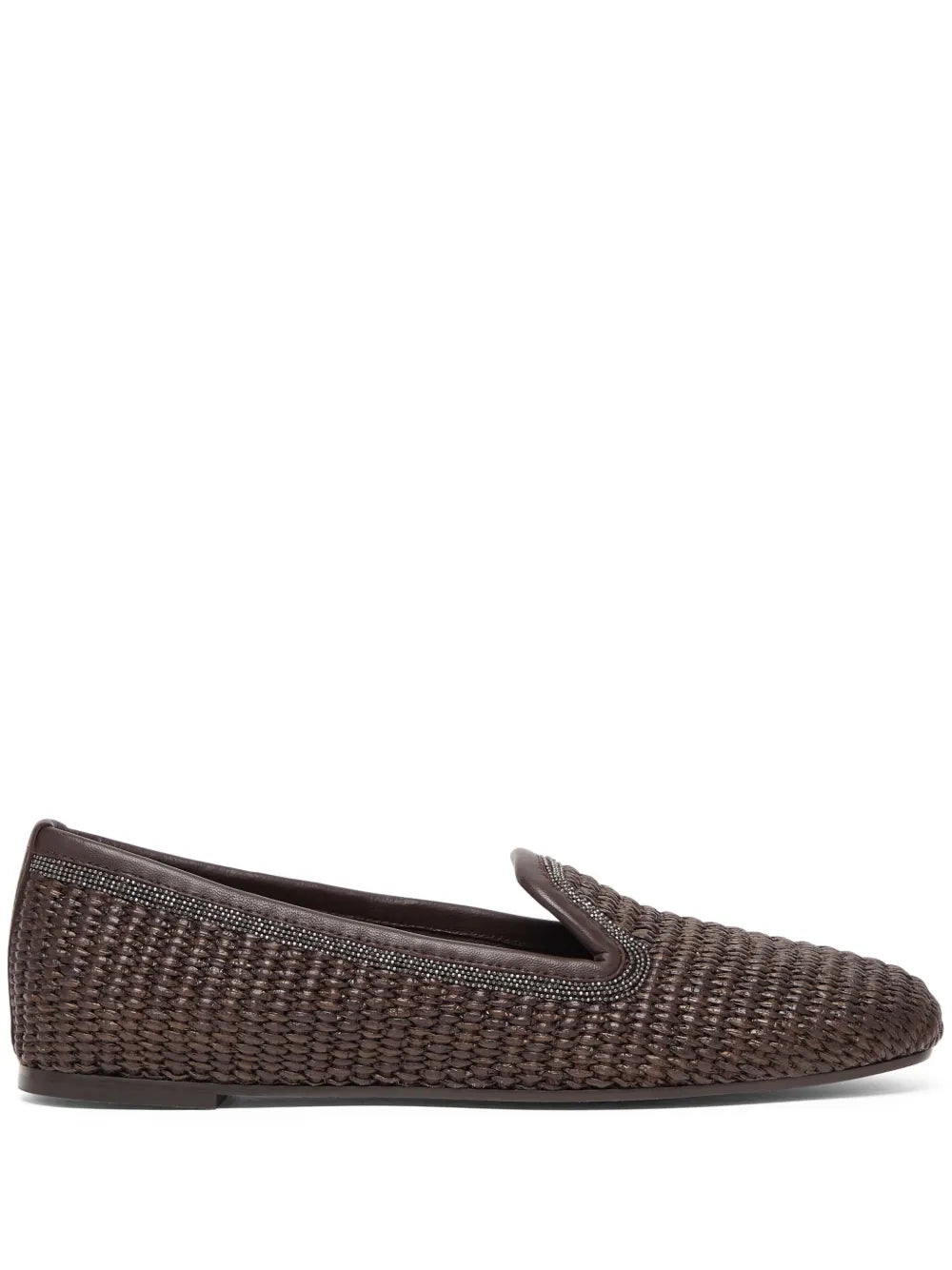 Brunello Cucinelli Interwoven Design Slippers — Brown