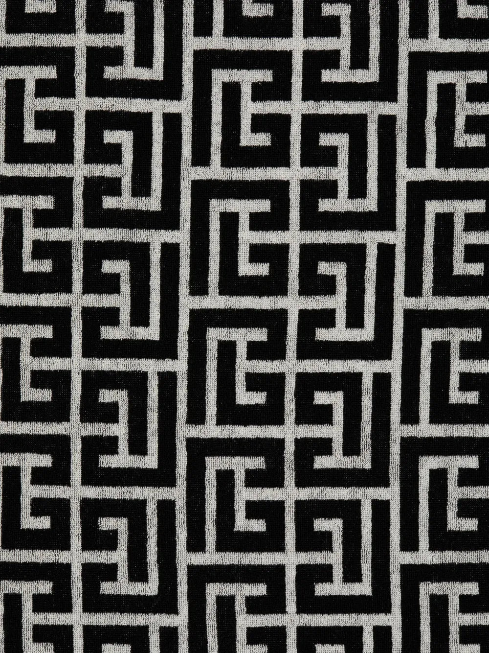 Balmain Labyrinth-Print Cotton Beach Towel — Black