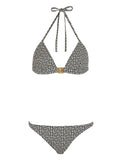 Balmain Jacquard-Pattern Bikini — Black