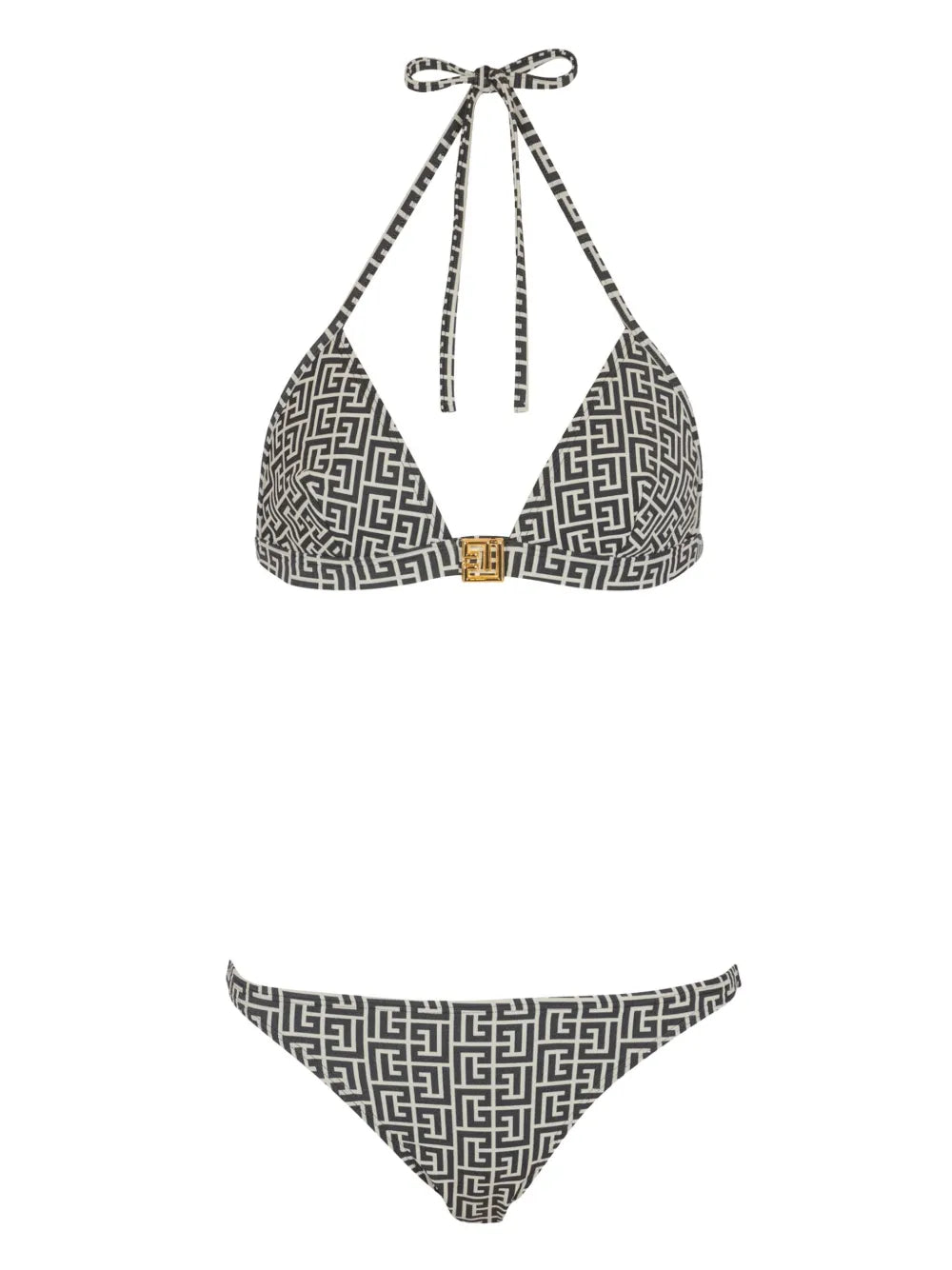 Balmain Jacquard-Pattern Bikini — Black