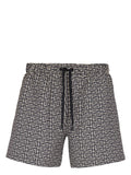 Balmain Labyrinth-Print Swim Shorts — Black