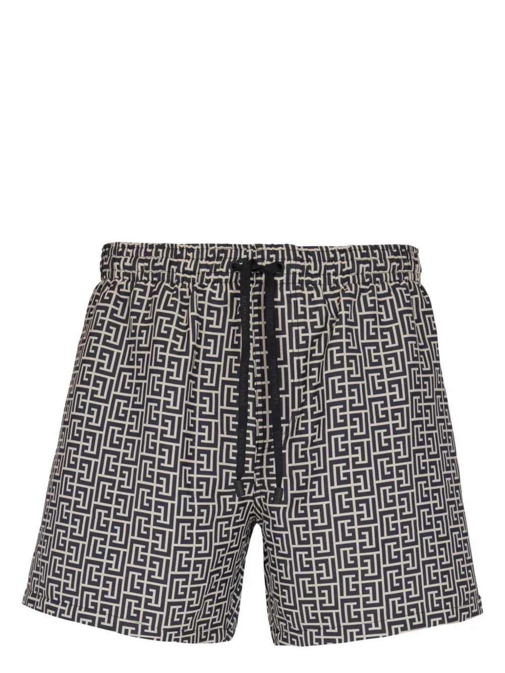 Balmain Labyrinth-Print Swim Shorts — Black