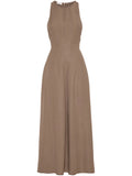 Brunello Cucinelli Flared Viscose-Linen Dress — Brown
