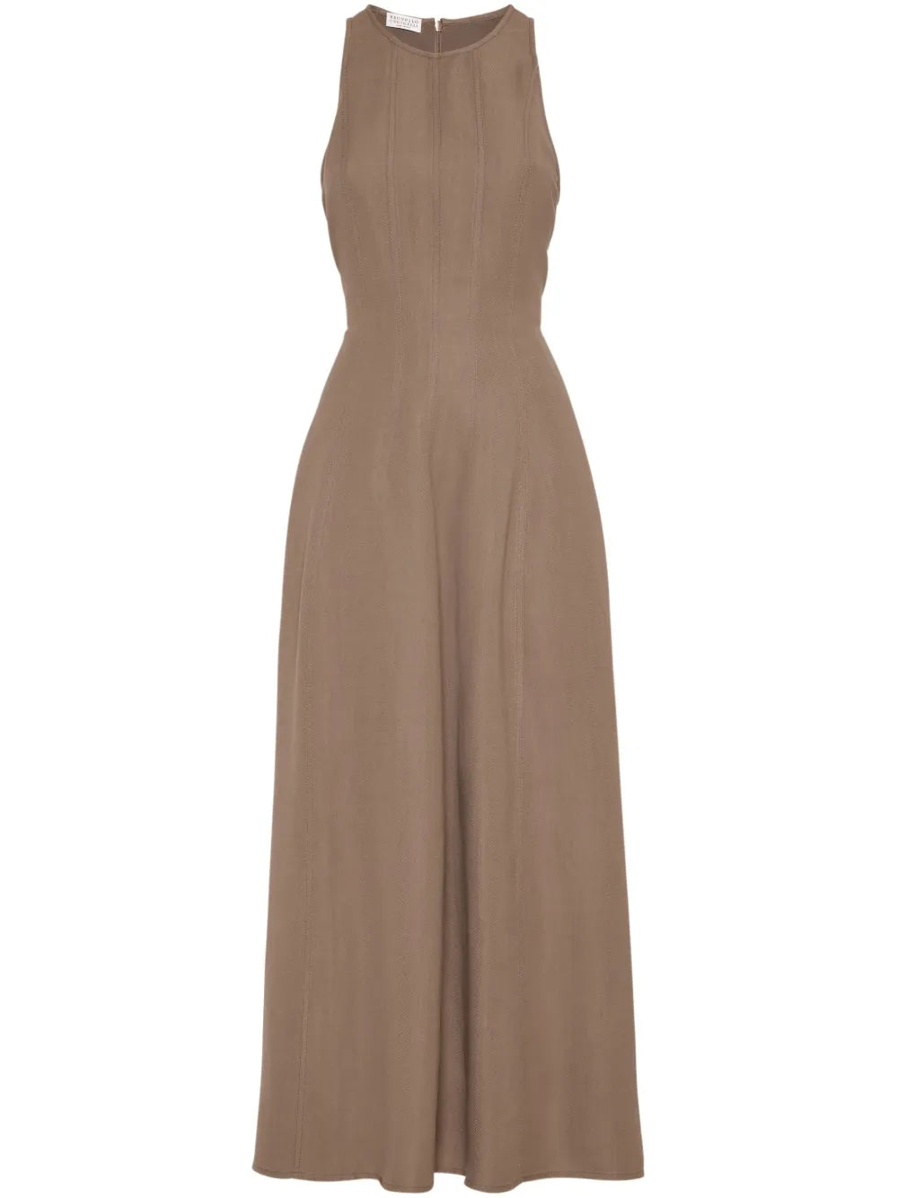 Brunello Cucinelli Flared Viscose-Linen Dress — Brown