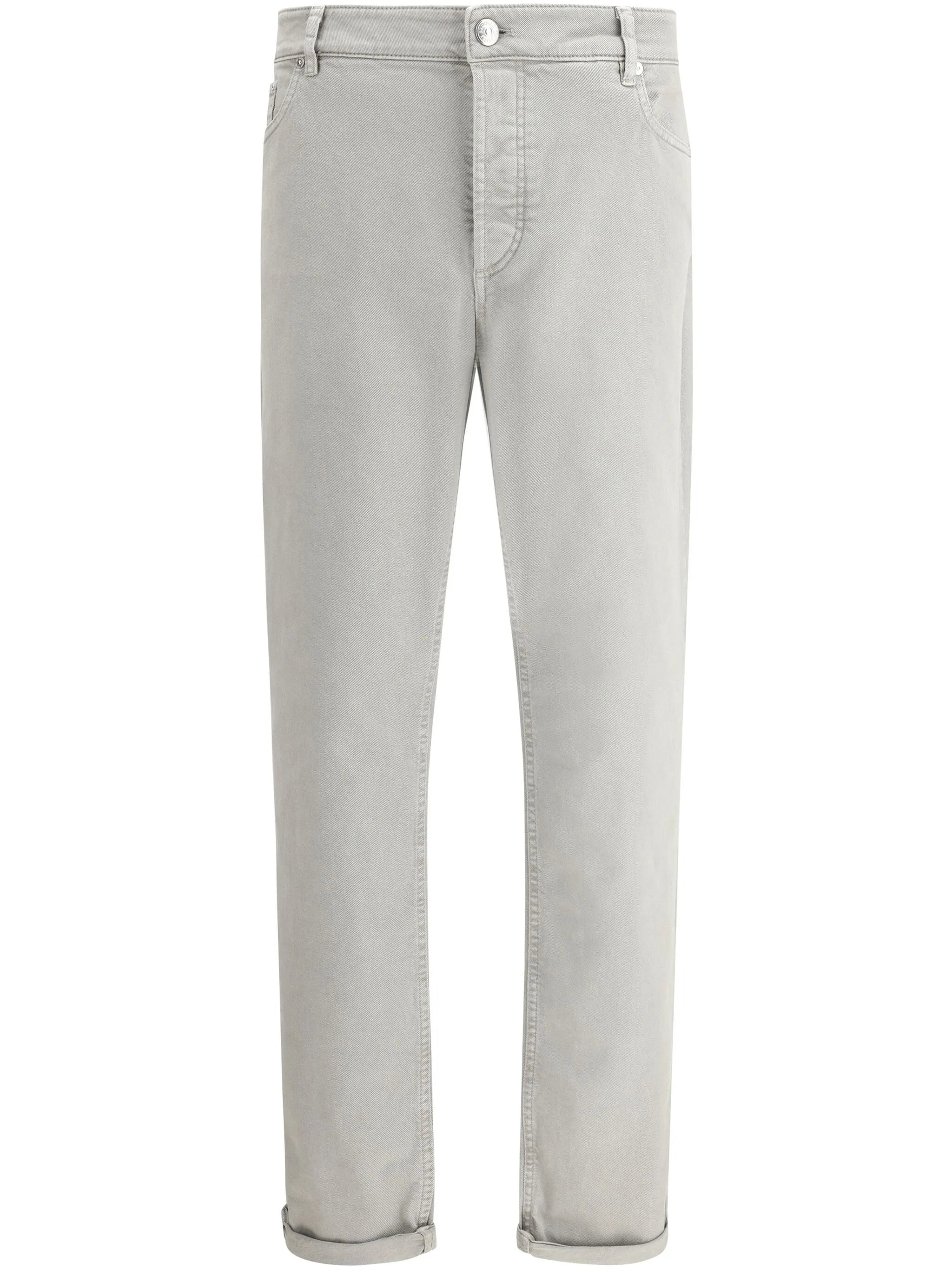 Brunello Cucinelli Straight-Leg Cotton Trousers — Grey