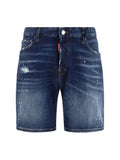 Dsquared2 Distressed Denim Bermuda — Navy
