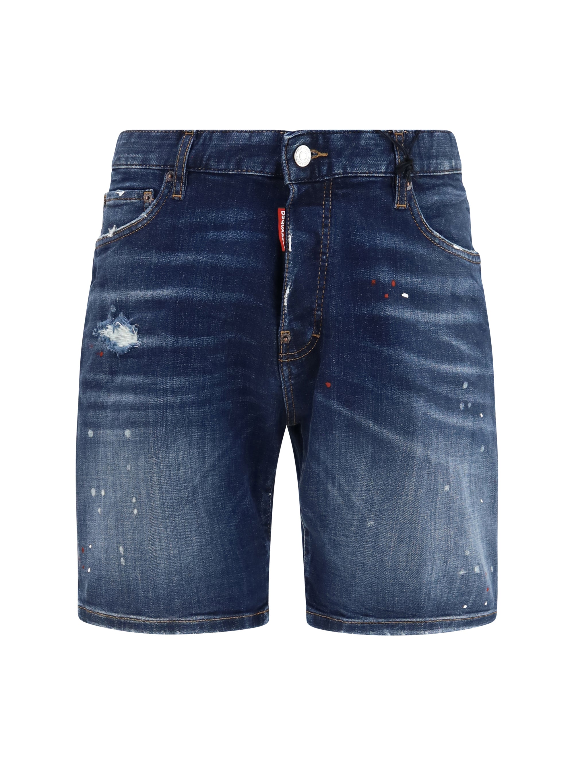 Dsquared2 Distressed Denim Bermuda — Navy
