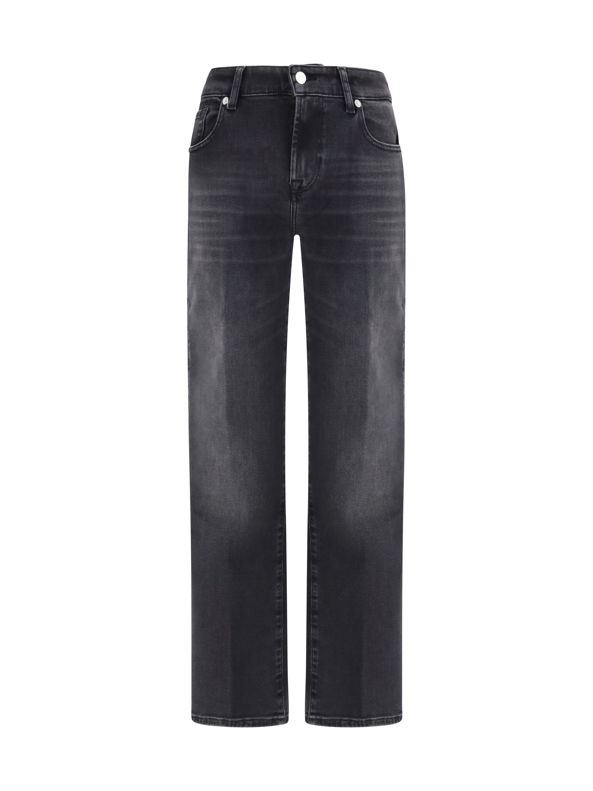 7for Straight Ankle Jeans — Black