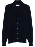 Brunello Cucinelli Cotton Ribbed Knit Cardigan — navy