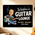 Guitarra Personalizada Personaje de dibujos animados Pintura de hojalata con nombre Decoración del hogar Regalo de cumpleaños para el amante de la guitarra