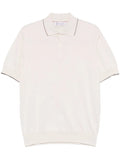 Brunello Cucinelli Contrasting-Trim Cotton Polo Shirt — beige