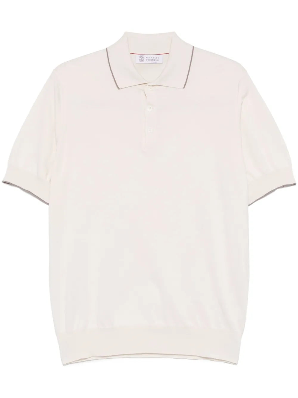 Brunello Cucinelli Contrasting-Trim Cotton Polo Shirt — beige