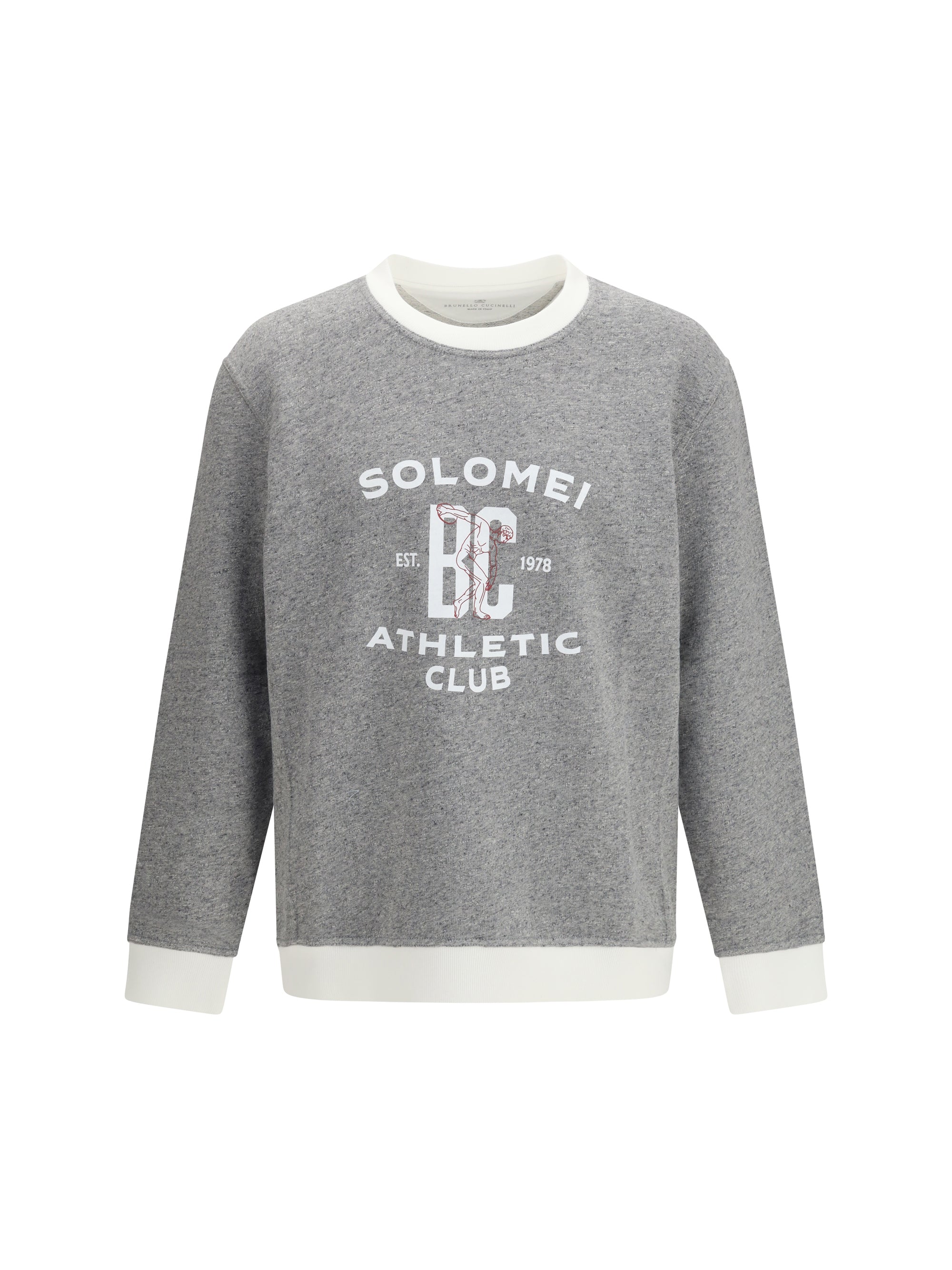 Brunello Cucinelli Crew Neck Cotton Sweatshirt — Gray