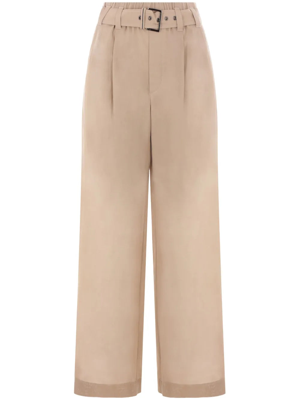 Brunello Cucinelli Belted Gauze Trousers — beige