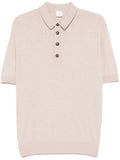 Eleventy Mélange-Effect Knit Polo Shirt — Beige