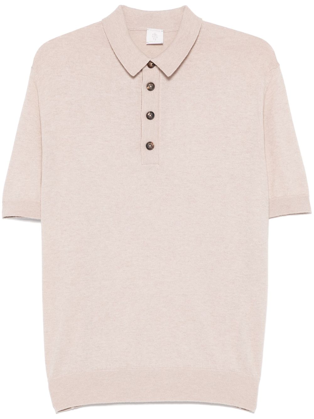 Eleventy Mélange-Effect Knit Polo Shirt — Beige