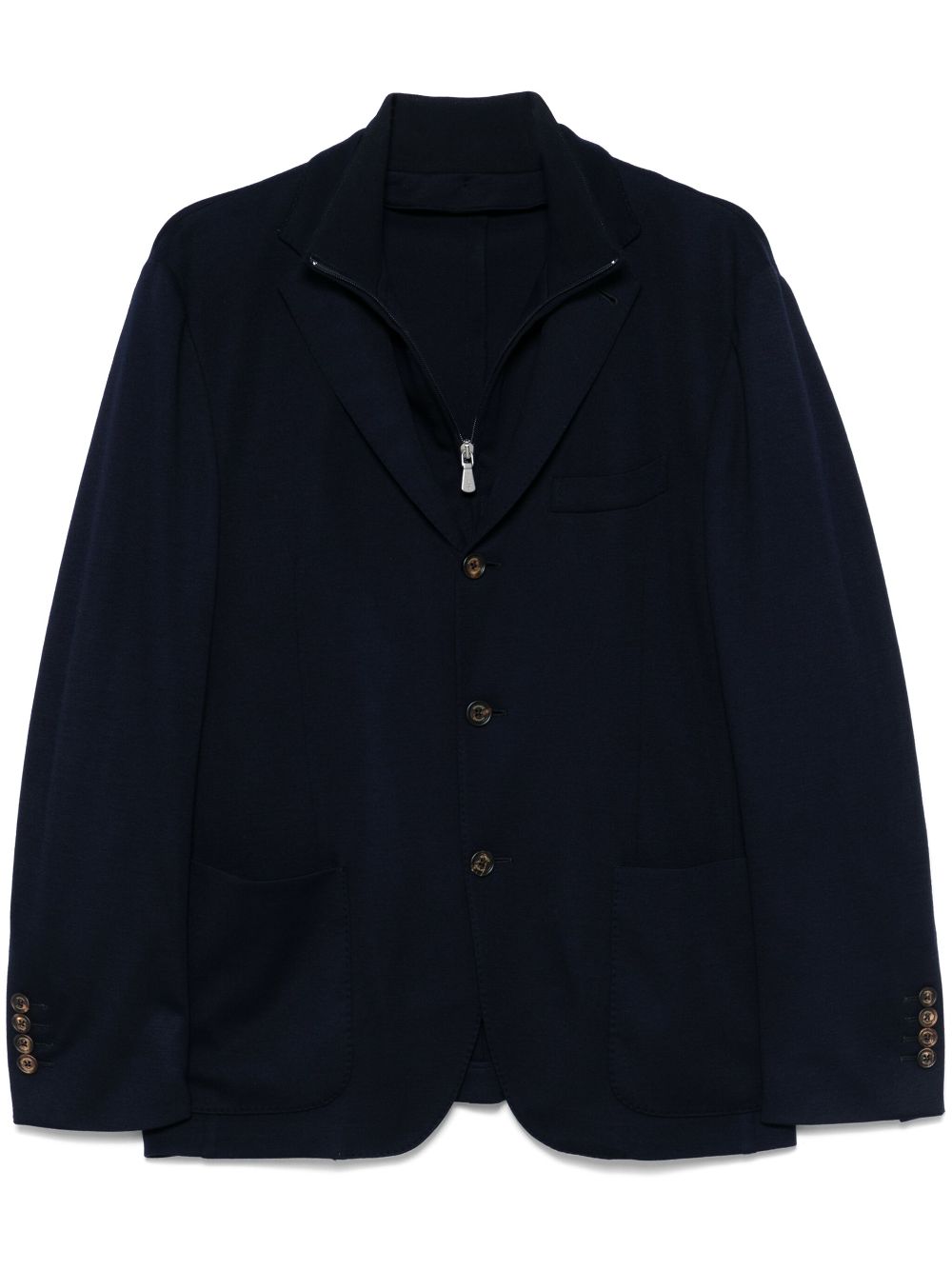 Eleventy Layered Wool Blazer — Navy