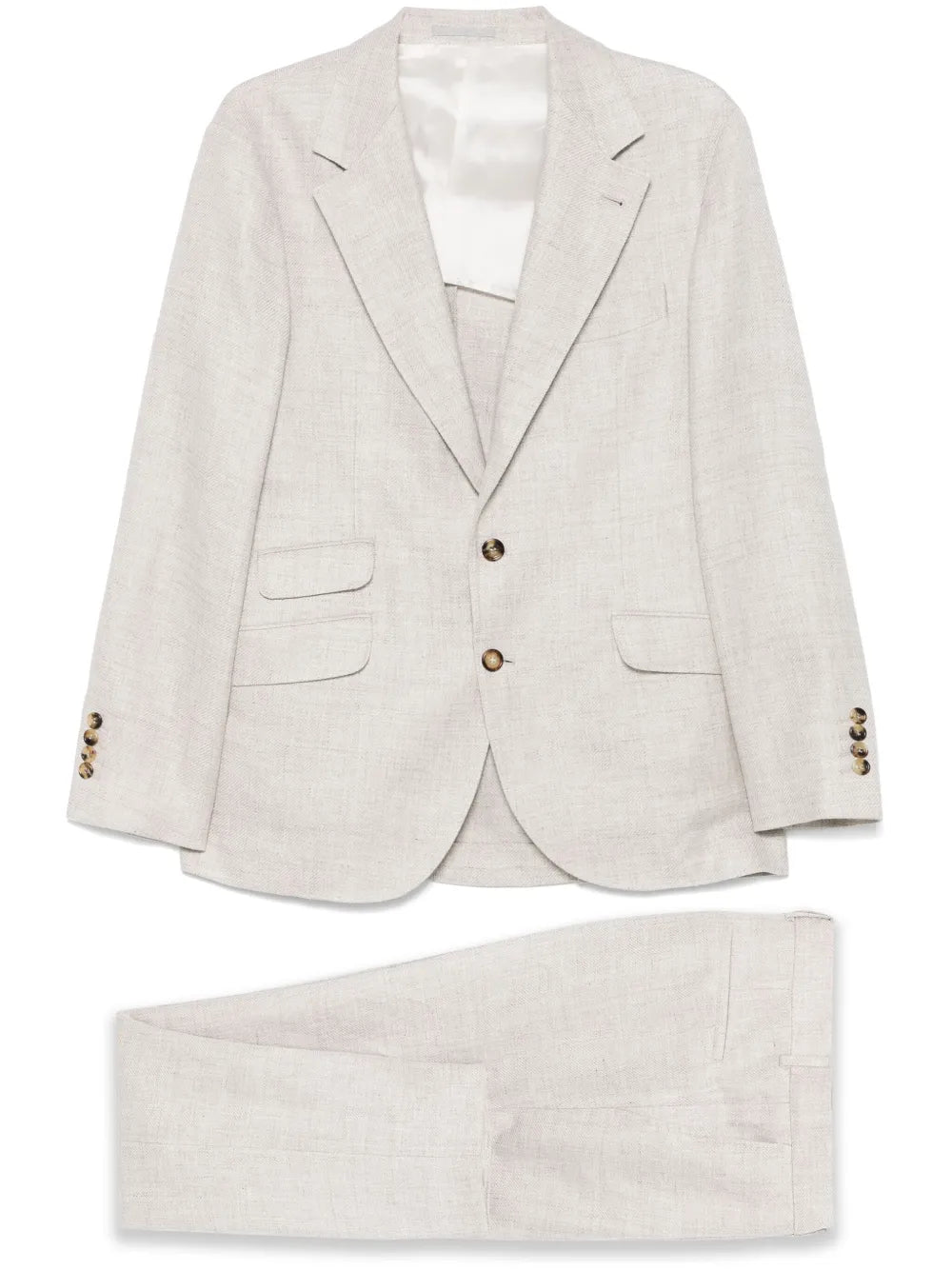 Brunello Cucinelli Linen-Wool Single-Breasted Suit — almond beige