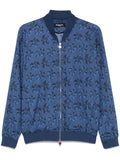 Kiton Floral-Print Bomber Jacket — Navy Blue