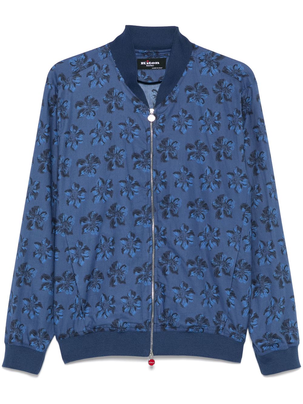 Kiton Floral-Print Bomber Jacket — Navy Blue