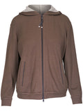 Brunello Cucinelli Cotton-Silk Blend Hooded Cardigan — Brown