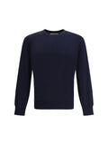 Brunello Cucinelli Cotton Crewneck Sweater — Navy