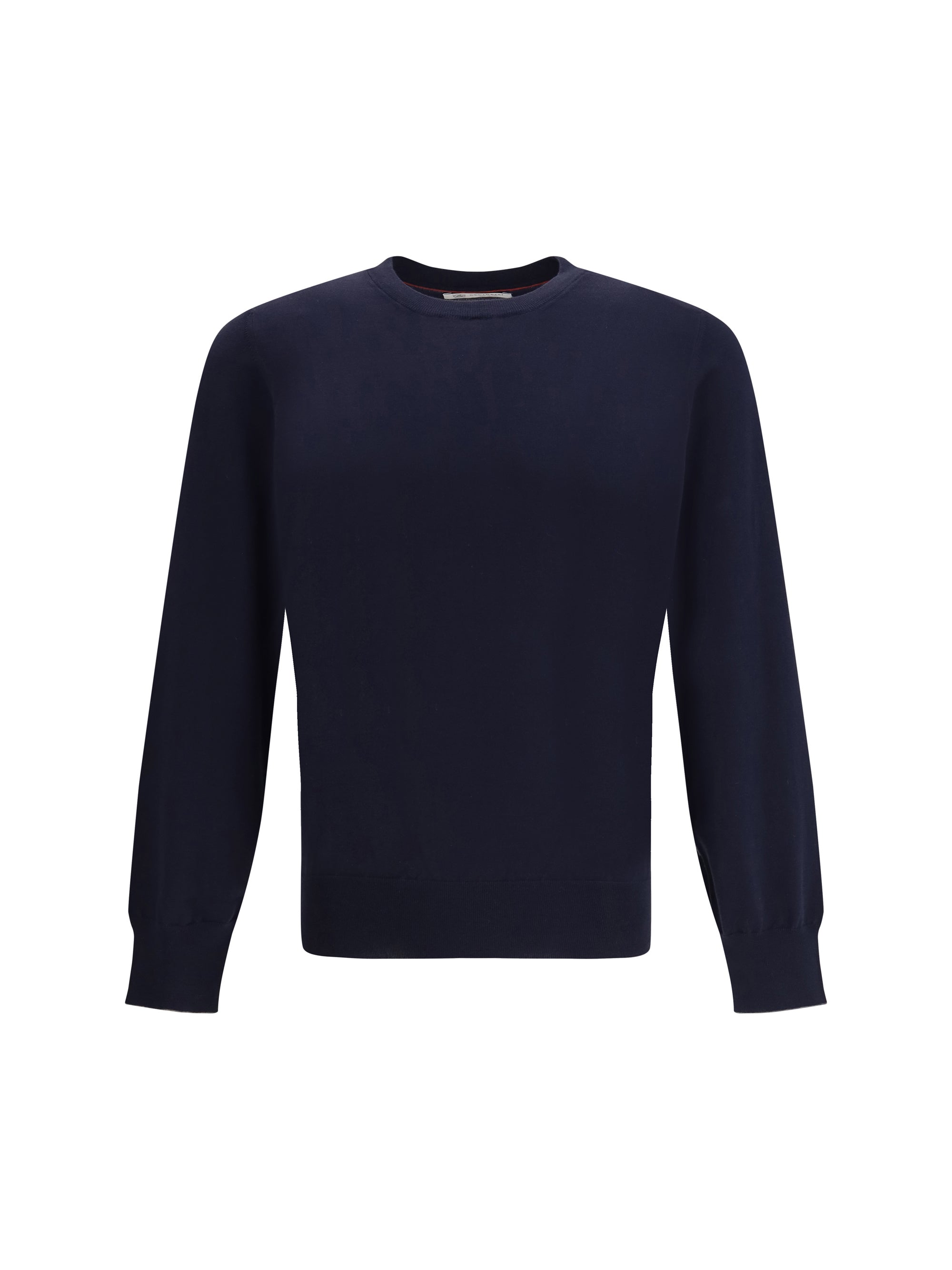 Brunello Cucinelli Cotton Crewneck Sweater — Navy