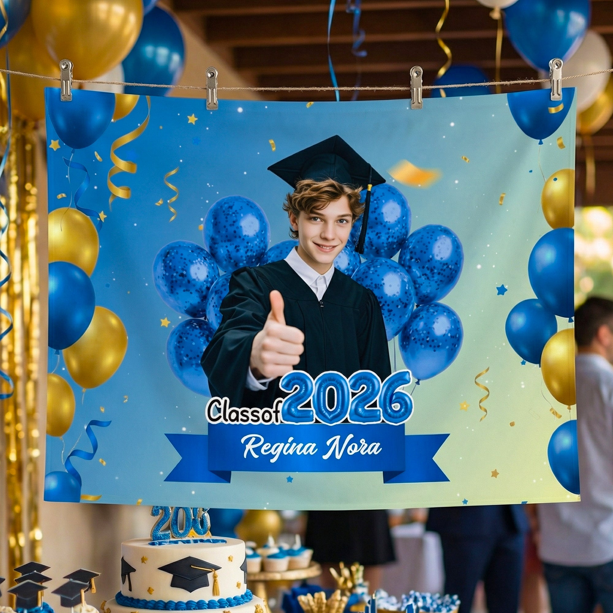 Personalizado Clase de 2026 Foto Colorido Globos Banner con Nombre y Año Ceremonia de Graduación Fiesta Regalo para Graduados