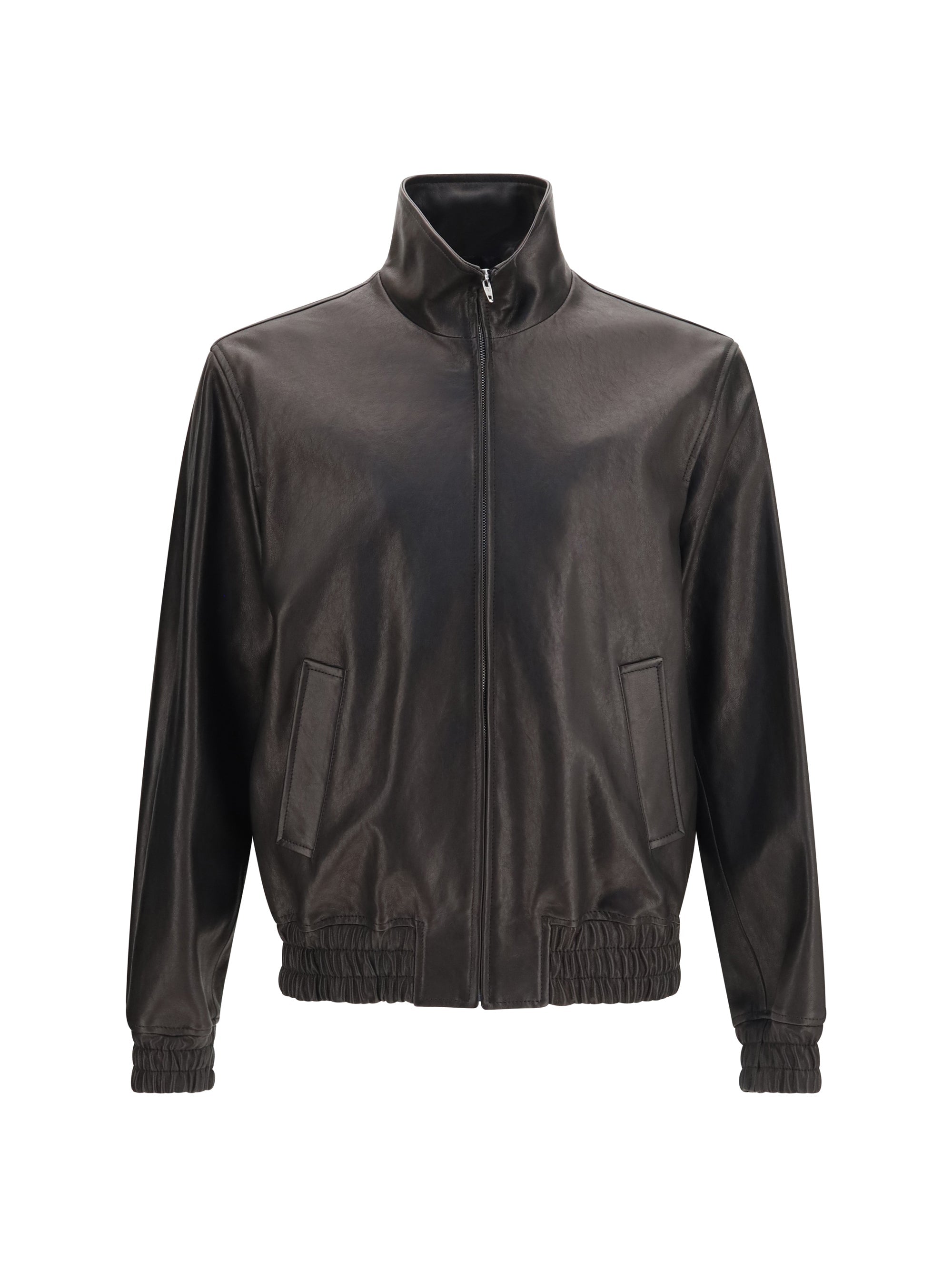 Valentino Leather Zip Jacket — Black