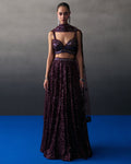 Crimson Sequins Skirt Set By KYNAH, Luxury Indian Fashion & Bridal Wear