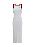 Fiorucci Ribbed Cotton with Contrast Trims Midi Dress — White