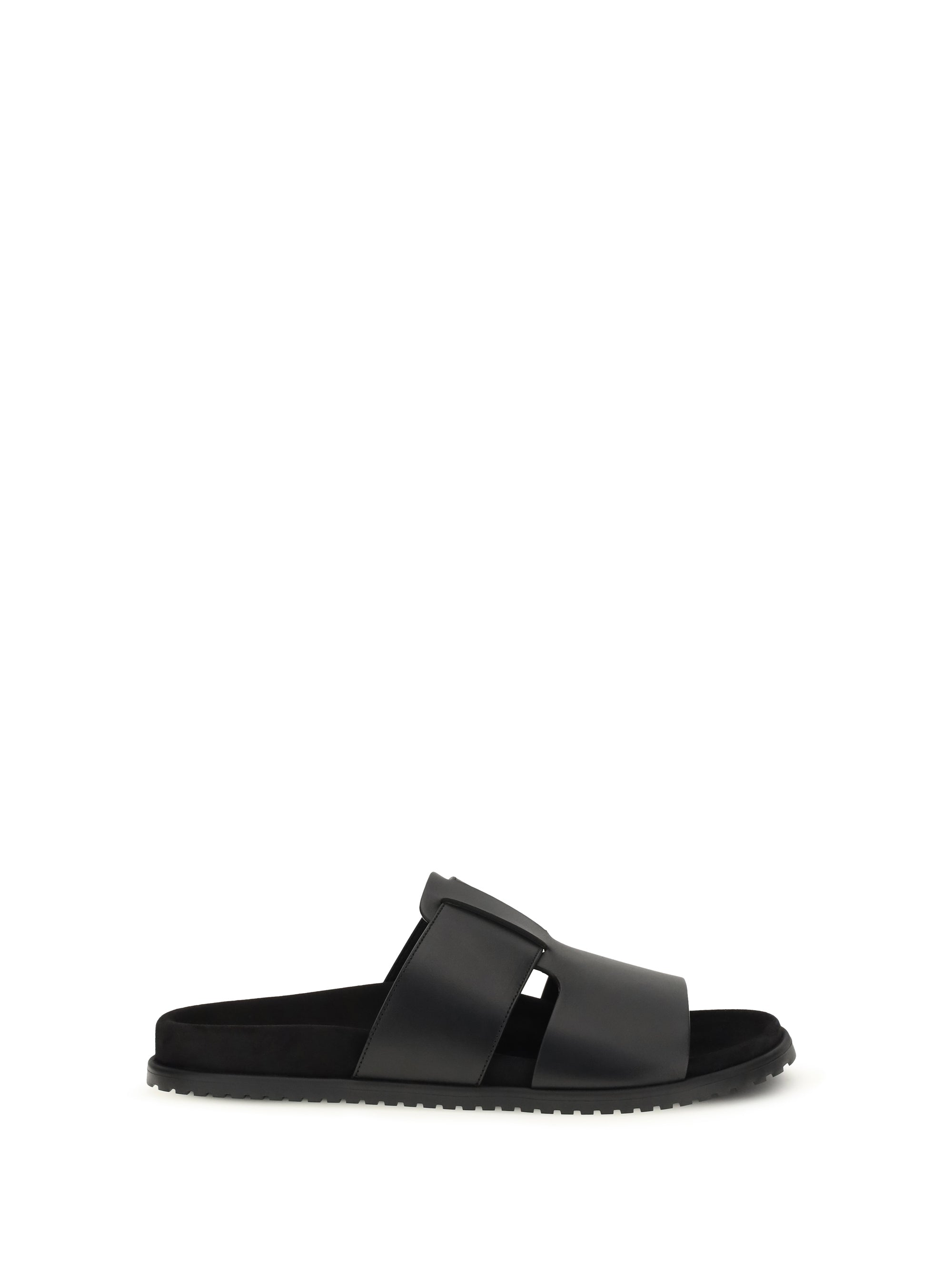 Dolce & Gabbana Leather Strap Slide — Black