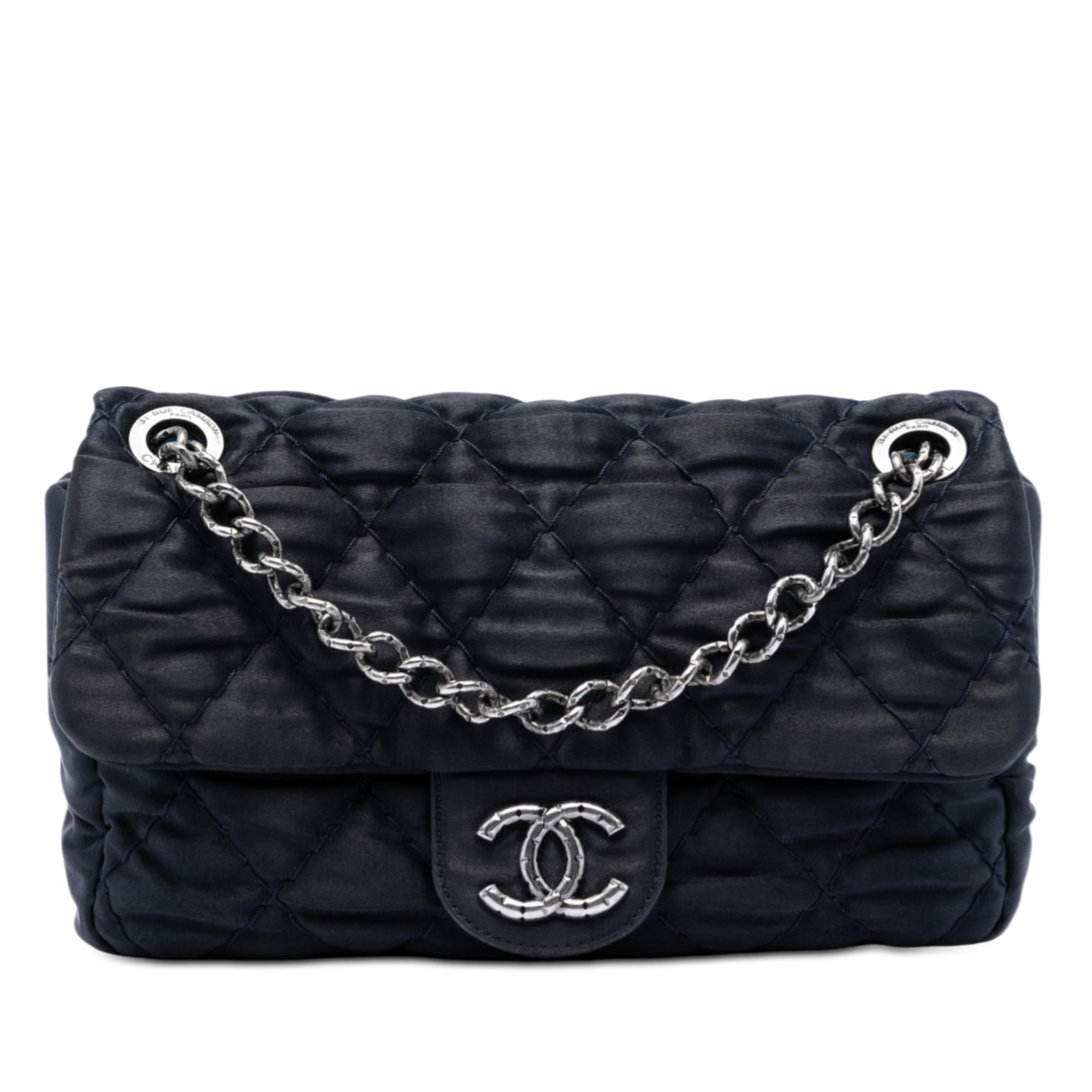 Medium CC Quilted Satin Single Flap