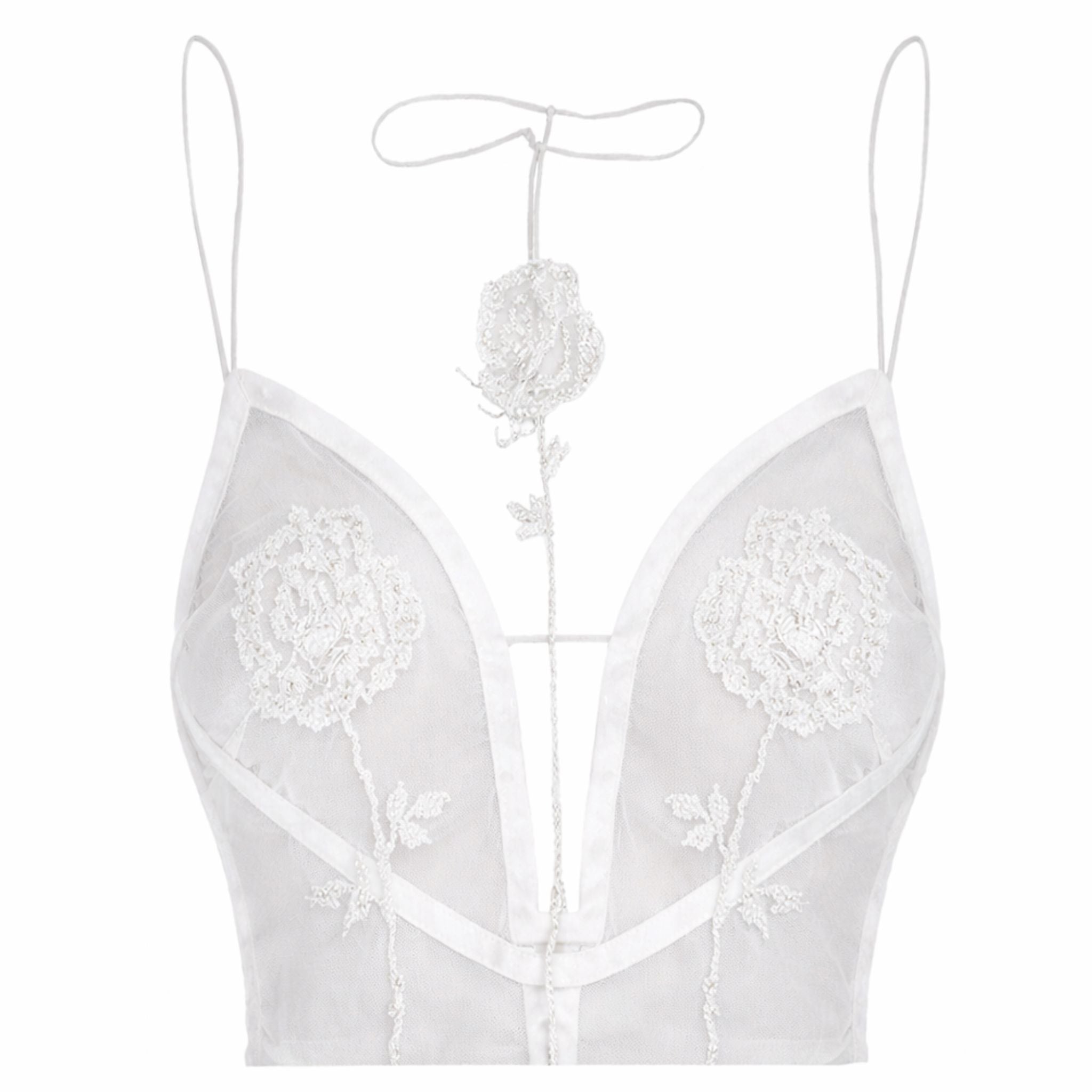 Rose Sheer Top | White