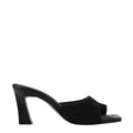 Black Suede Toe-Ring Heeled Mules