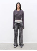 Winter Date fashionable slim silhouette permeation printing and dyeing process loose knitted straight pants