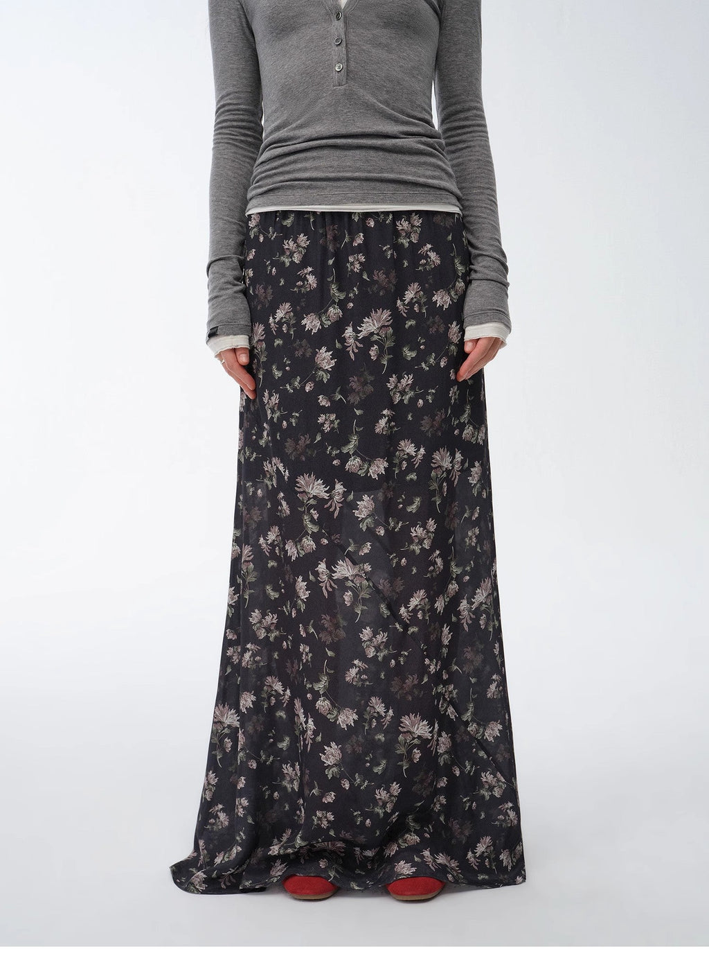 Gallery Dusse Vintage Print Straight Draped Skirt