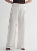 Summer mulberry silk linen waistless three-dimensional pleated wide-leg pants for women