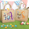 Huevos de Pascua personalizados Lindo conejo Bolsa de yute con inicial y nombre Fiesta de caza del huevo Regalo de Pascua para niños Niñas