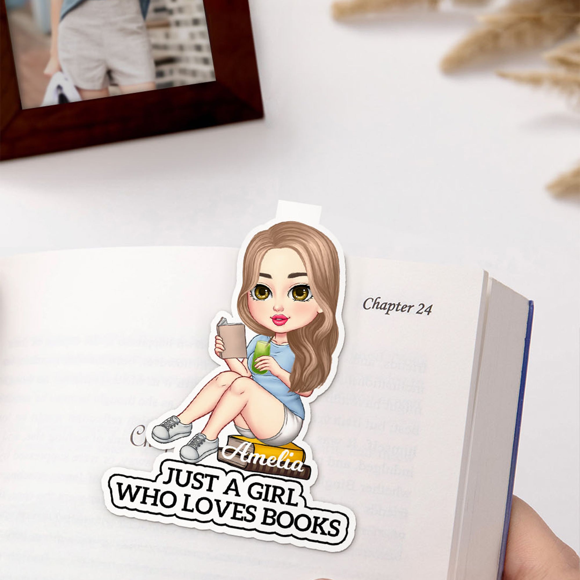 Personalizado de dibujos animados de lectura de caracteres magnético Bookmark Clip con el nombre de cumpleaños de Navidad de regalo para los hombres mujeres amantes de los libros