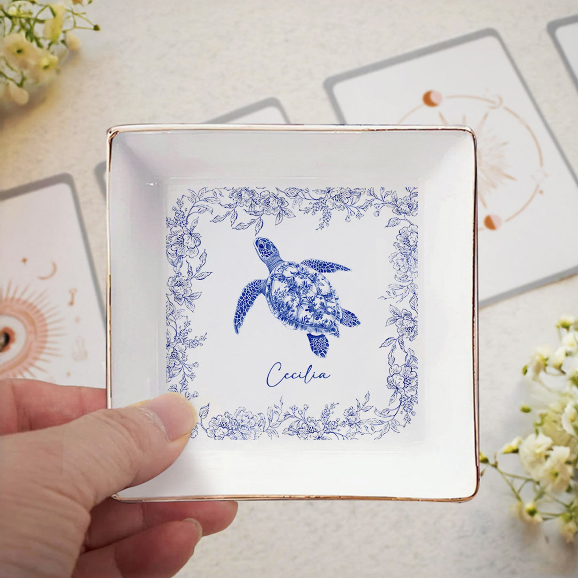 Personalizado Vintage Chinoiserie Varios Animales Baratija Joyería Plato Regalo para los amantes de los animales Amigos Dama de honor Ella