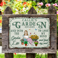 Personalizado Retro Jardín Cartoon Personaje Metal Signo con Nombre y Fecha Jardín Yard Decoración Housewarming Cumpleaños Regalo para Mamá Abuela Familia Amigos