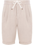 Brunello Cucinelli Linen Track Shorts — Beige