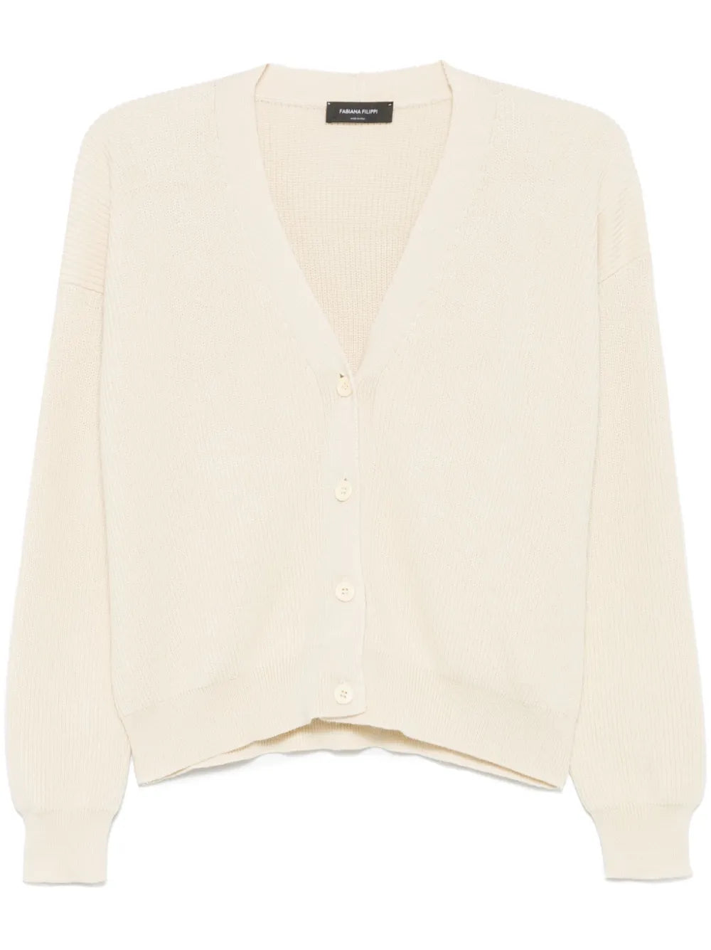 Fabiana Filippi Ribbed Virgin Wool Cardigan — Cream