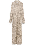 Golden Goose Floral Print Viscose Shirt Dress — Beige