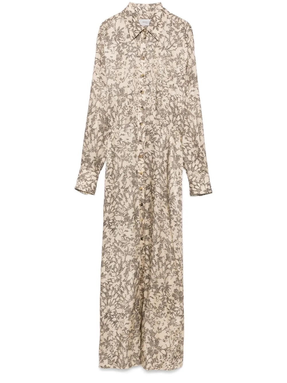 Golden Goose Floral Print Viscose Shirt Dress — Beige