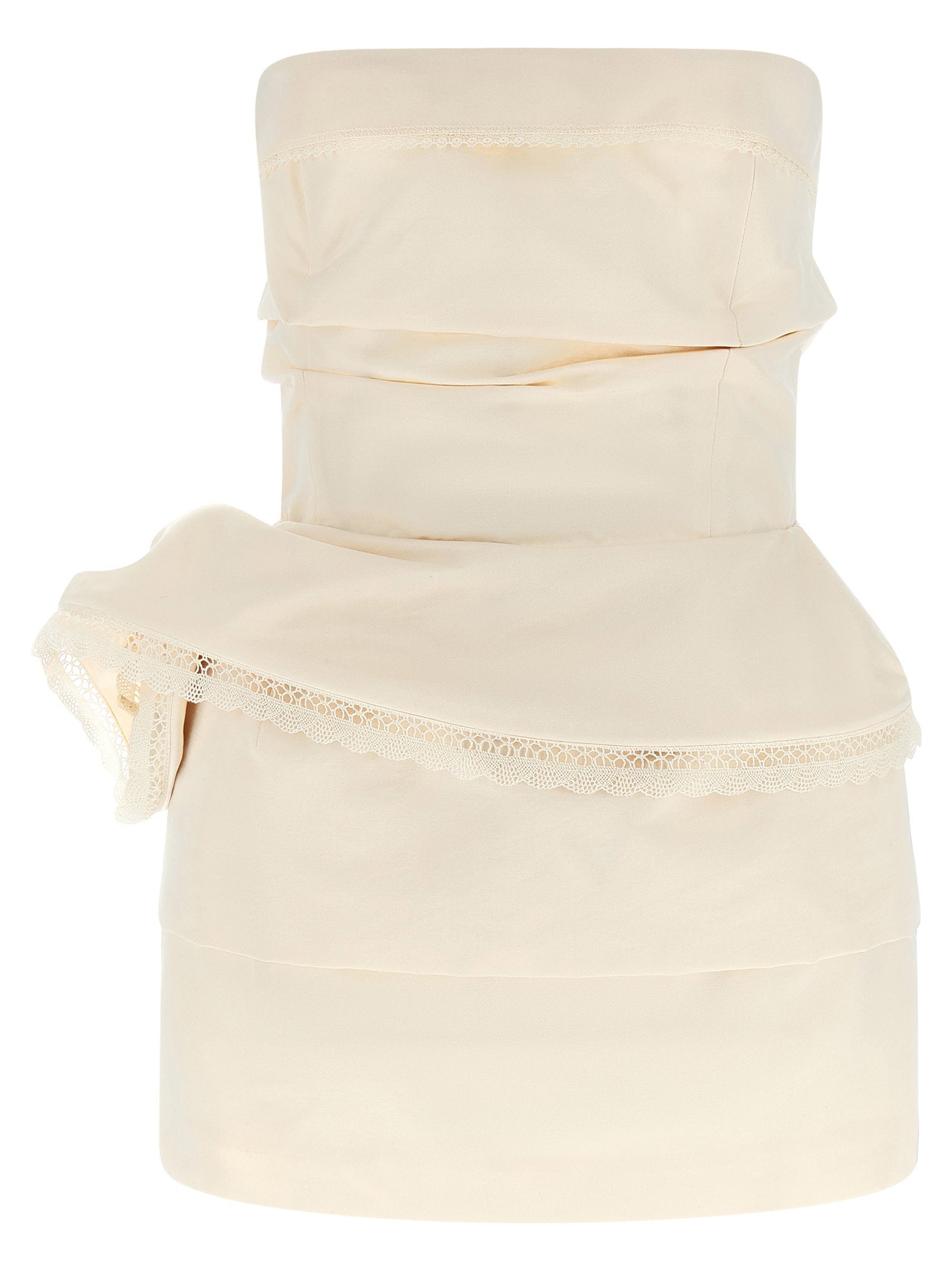 Magda Butrym Off-Shoulder Cotton-Silk Blend Dress — Cream