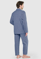 Pijama Hombre Largo Premium Solapa Algodón Franela Cuadros - Gris 2817_20