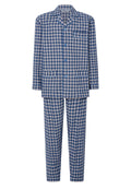 Pijama Hombre Largo Premium Solapa Algodón Franela Cuadros - Gris 2817_20